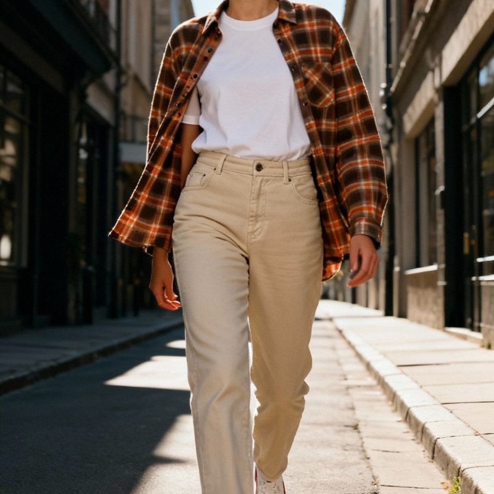 Hippie Rose Festival Flannel Relax Western Warm Plaid Rust Tan Top Women S‎ New - Picture 3 of 11